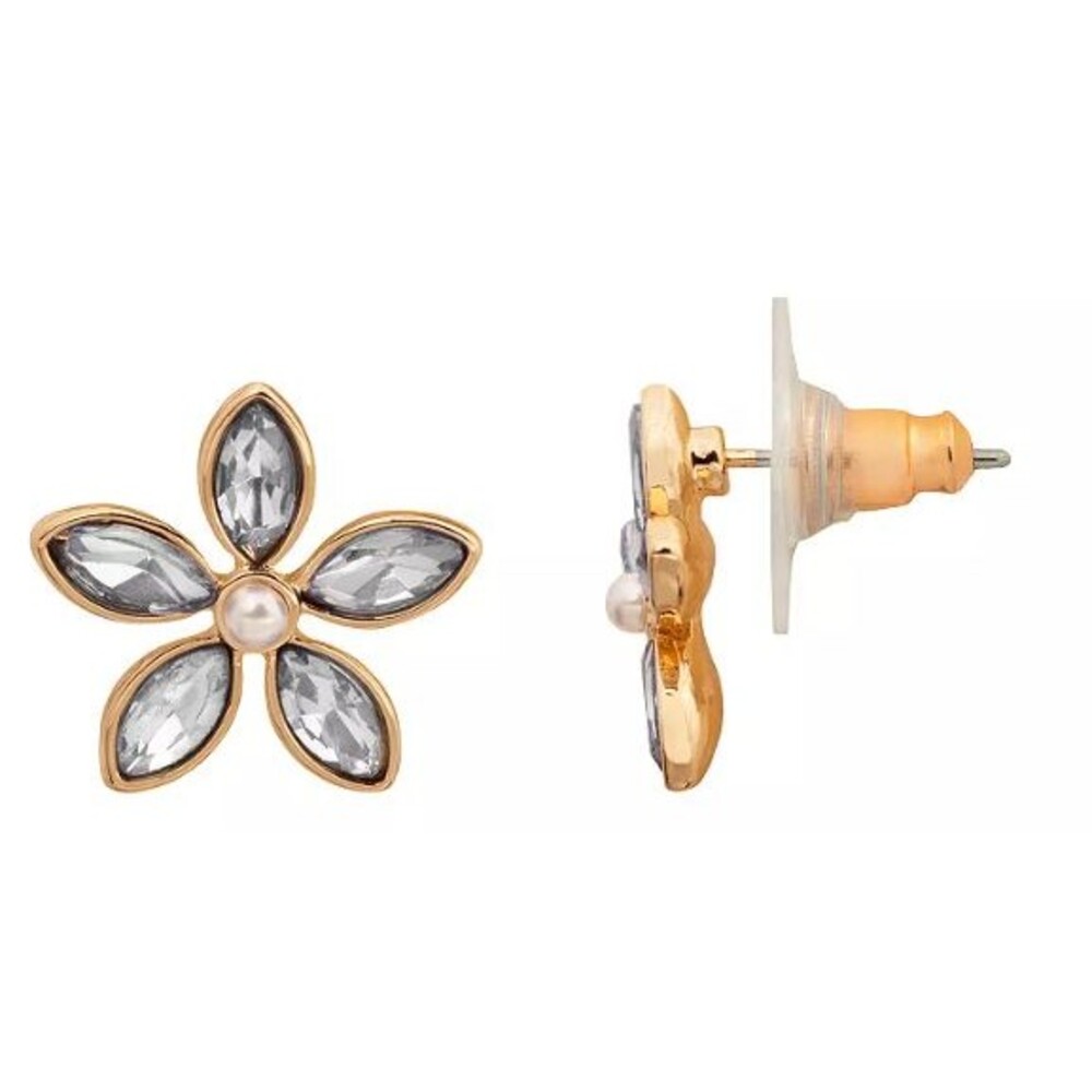 LC Lauren Conrad Simulated Crystal Floral Nickel Free Stud Earrings